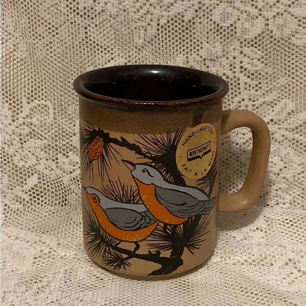 Price drop … Vintage Northcraft Korea Tan Pottery Bird Mug